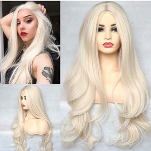 22inch Long Middle Part Non Lace Wig